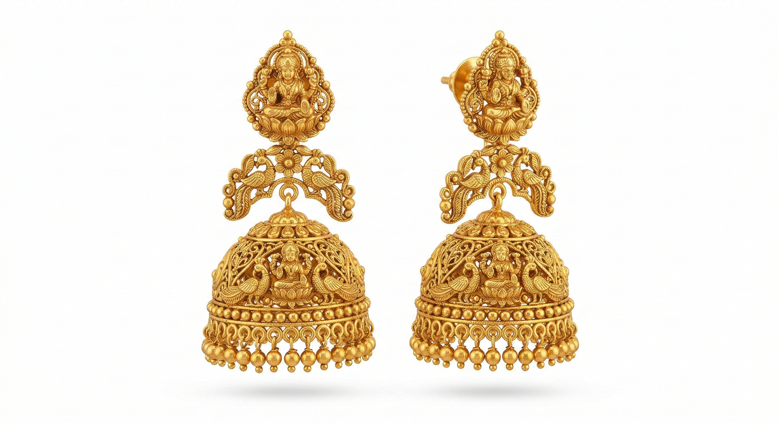 Temple Design Gold Earrings