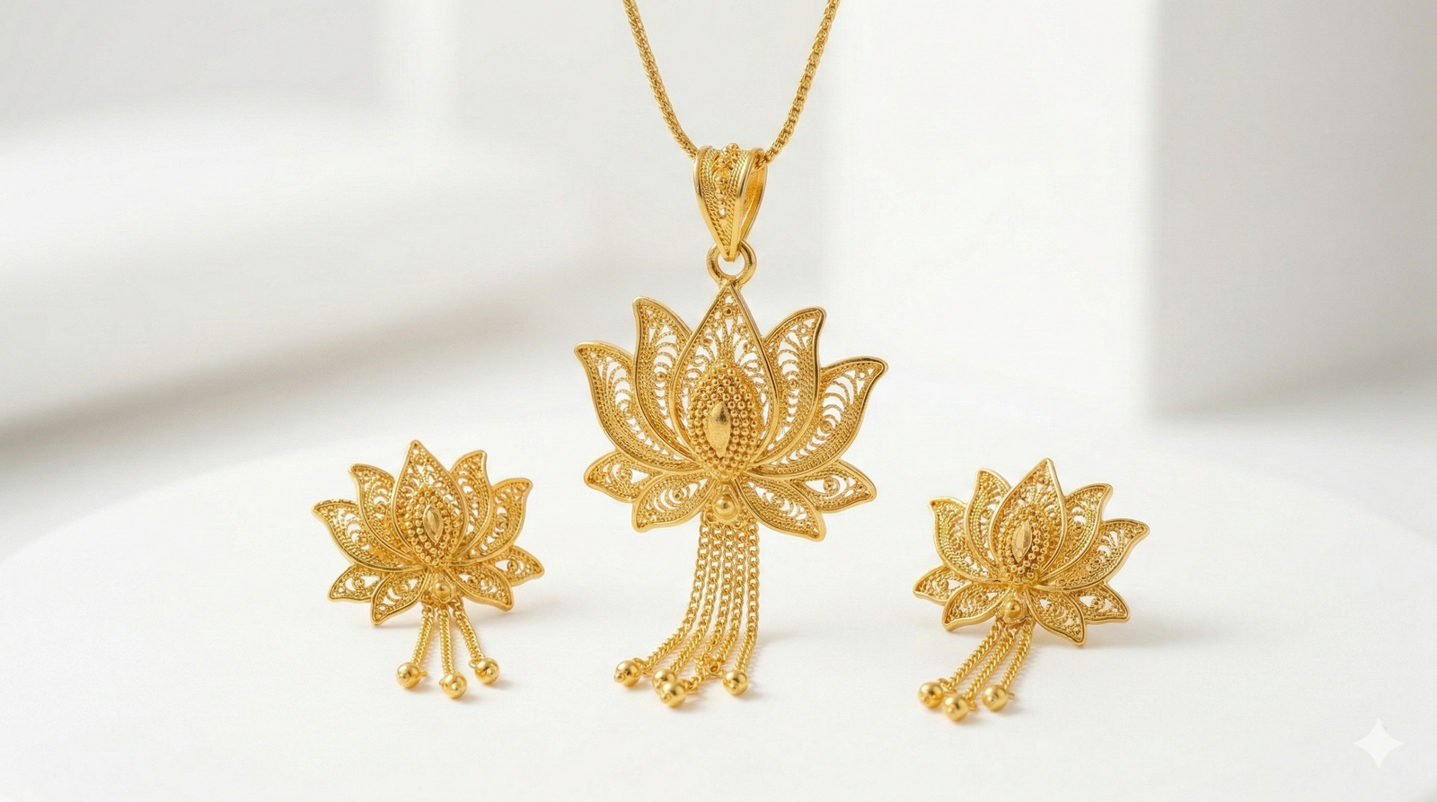 Lotus Gold Pendant Set